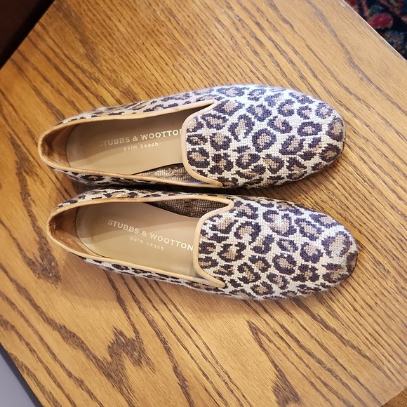 Stubbs & Wootton Shoes - Stubbs & Wootton Needlepoint Leopard Slippers Loafers Size 7